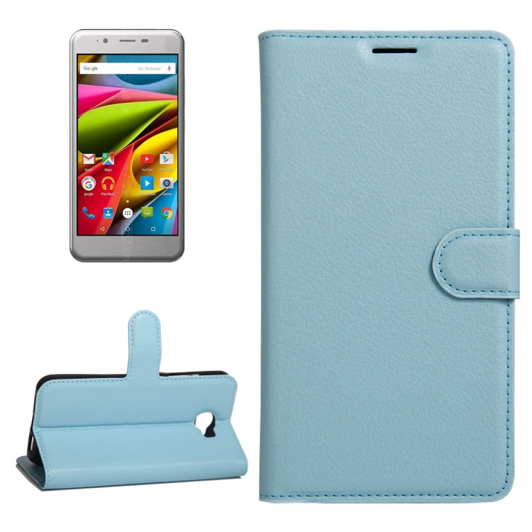 For ARCHOS 50 Cobalt Litchi Texture Horizontal Flip Leather Case with Holder & Card Slots & Wallet