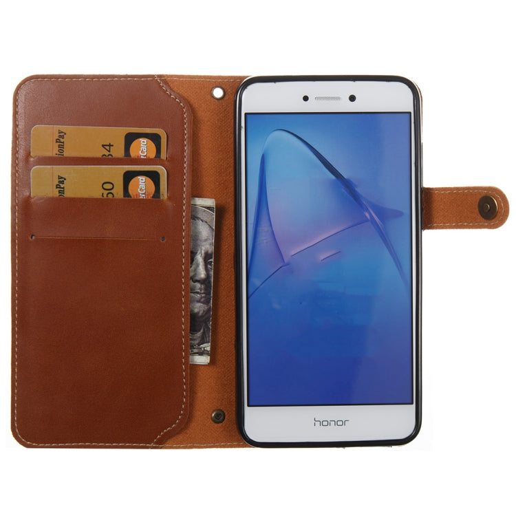 For Huawei P8 Lite 2017 Retro Crazy Horse Texture Horizontal Flip PU Leather Case with Card Slots & Wallet & Hand Strap