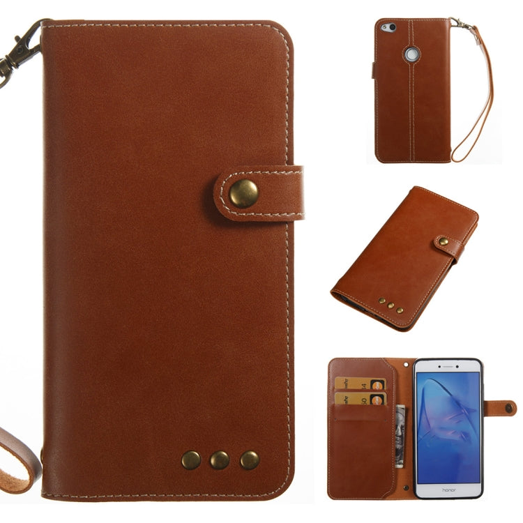 For Huawei P8 Lite 2017 Retro Crazy Horse Texture Horizontal Flip PU Leather Case with Card Slots & Wallet & Hand Strap