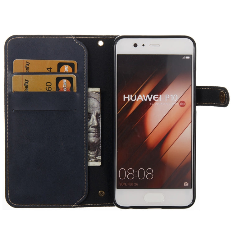 For Huawei P10 Retro Crazy Horse Texture Horizontal Flip PU Leather Case with Card Slots & Wallet & Hand Strap