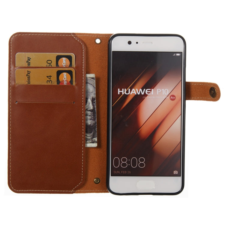 For Huawei P10 Retro Crazy Horse Texture Horizontal Flip PU Leather Case with Card Slots & Wallet & Hand Strap