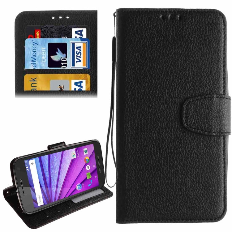 For Motorola Moto G (3rd Gen.) Litchi Texture Horizontal Flip Leather Case with Holder & Card Slots & Wallet & Photo Frame & Lanyard