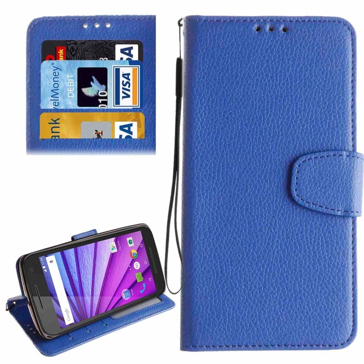 For Motorola Moto G (3rd Gen.) Litchi Texture Horizontal Flip Leather Case with Holder & Card Slots & Wallet & Photo Frame & Lanyard