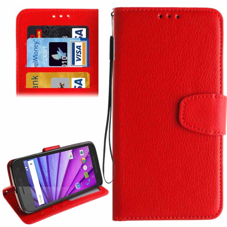 For Motorola Moto G (3rd Gen.) Litchi Texture Horizontal Flip Leather Case with Holder & Card Slots & Wallet & Photo Frame & Lanyard