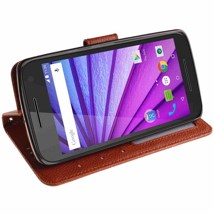 For Motorola Moto G (3rd Gen.) Litchi Texture Horizontal Flip Leather Case with Holder & Card Slots & Wallet & Photo Frame & Lanyard