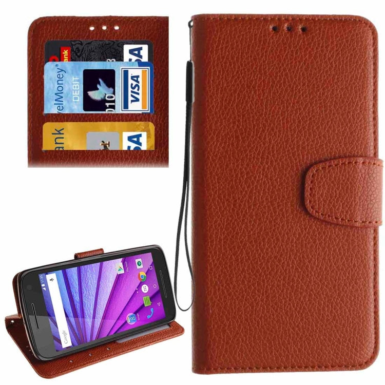 For Motorola Moto G (3rd Gen.) Litchi Texture Horizontal Flip Leather Case with Holder & Card Slots & Wallet & Photo Frame & Lanyard