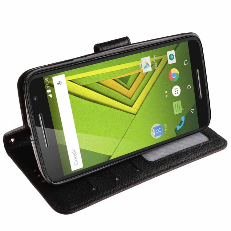 For Motorola Moto X Play Litchi Texture Horizontal Flip Leather Case with Holder & Card Slots & Wallet & Photo Frame & Lanyard