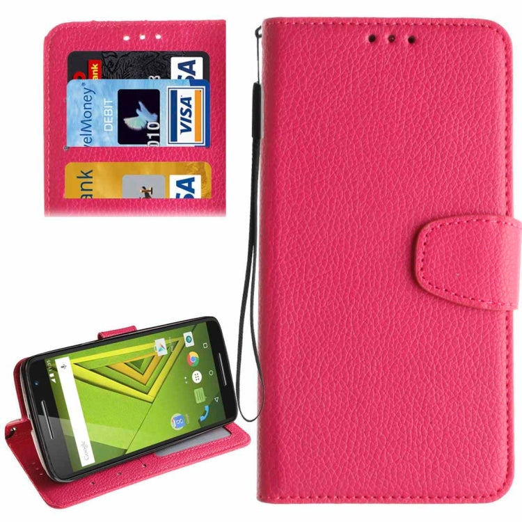 For Motorola Moto X Play Litchi Texture Horizontal Flip Leather Case with Holder & Card Slots & Wallet & Photo Frame & Lanyard