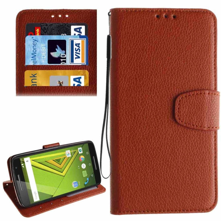 For Motorola Moto X Play Litchi Texture Horizontal Flip Leather Case with Holder & Card Slots & Wallet & Photo Frame & Lanyard