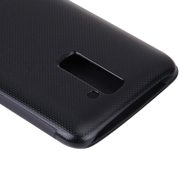 For LG K10 Solid Color Smooth Surface Horizontal Flip Leather Case with Caller ID Display Function