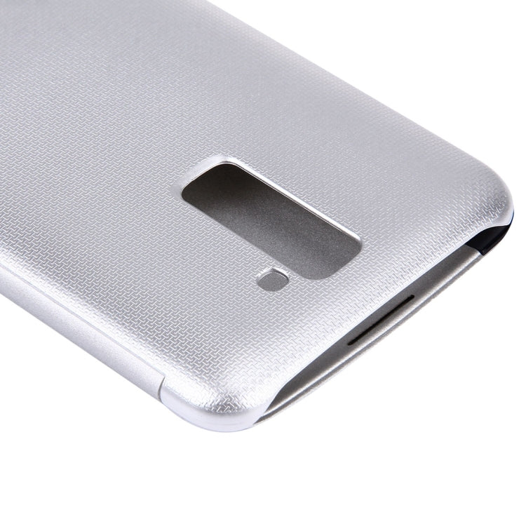 For LG K10 Solid Color Smooth Surface Horizontal Flip Leather Case with Caller ID Display Function