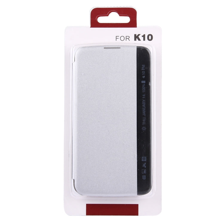 For LG K10 Solid Color Smooth Surface Horizontal Flip Leather Case with Caller ID Display Function