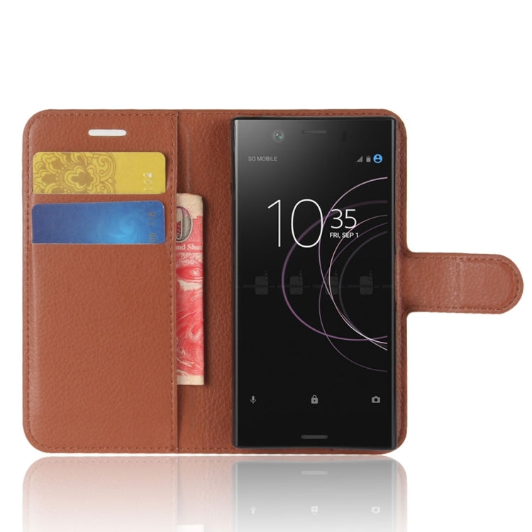 For Sony Xperia XZ1 Compact Litchi Texture PU +TPU Horizontal Flip Leather Case With Holder & Card Slots & Wallet