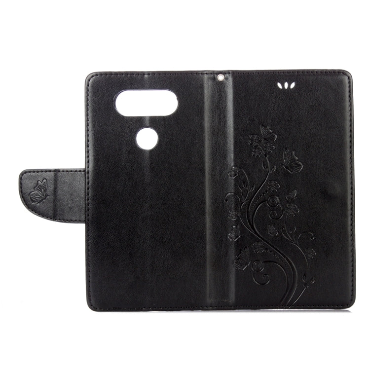 For LG V20 Butterflies Love Flowers Embossing Horizontal Flip Leather Case with Holder & Card Slots & Wallet & Lanyard