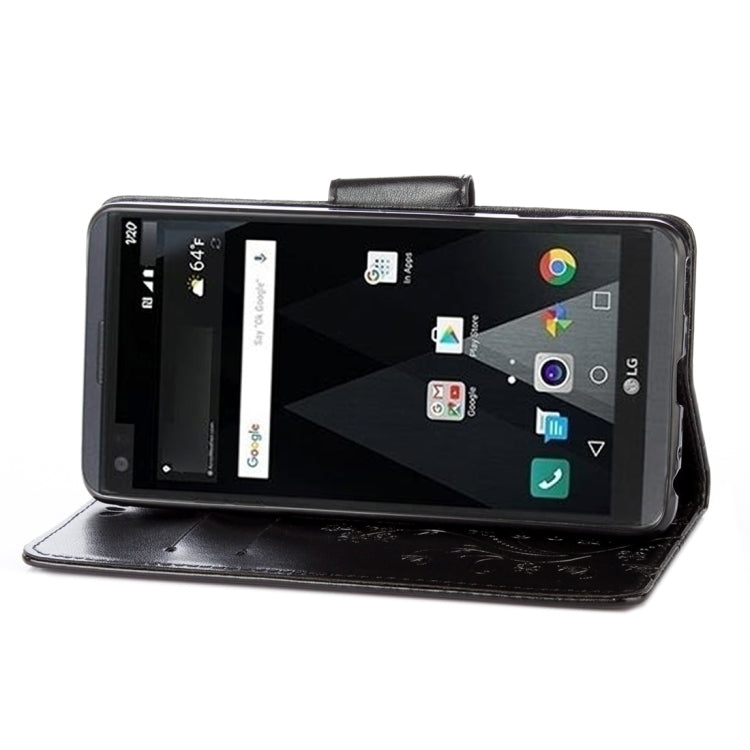 For LG V20 Butterflies Love Flowers Embossing Horizontal Flip Leather Case with Holder & Card Slots & Wallet & Lanyard