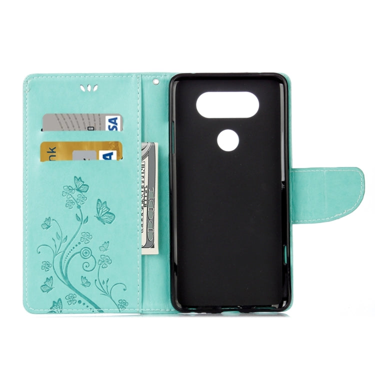 For LG V20 Butterflies Love Flowers Embossing Horizontal Flip Leather Case with Holder & Card Slots & Wallet & Lanyard