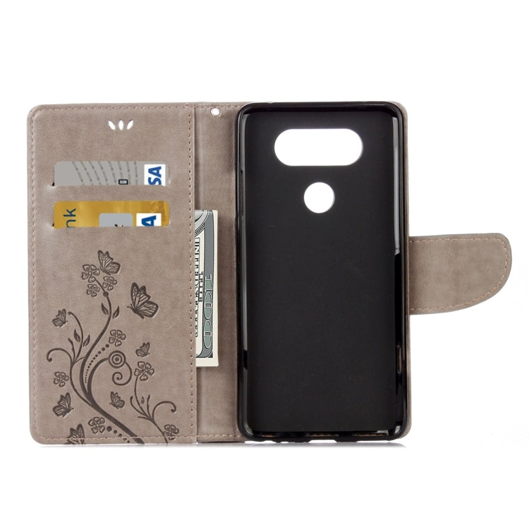 For LG V20 Butterflies Love Flowers Embossing Horizontal Flip Leather Case with Holder & Card Slots & Wallet & Lanyard