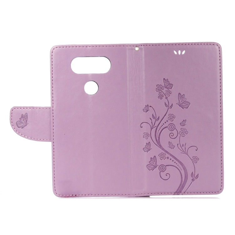 For LG V20 Butterflies Love Flowers Embossing Horizontal Flip Leather Case with Holder & Card Slots & Wallet & Lanyard