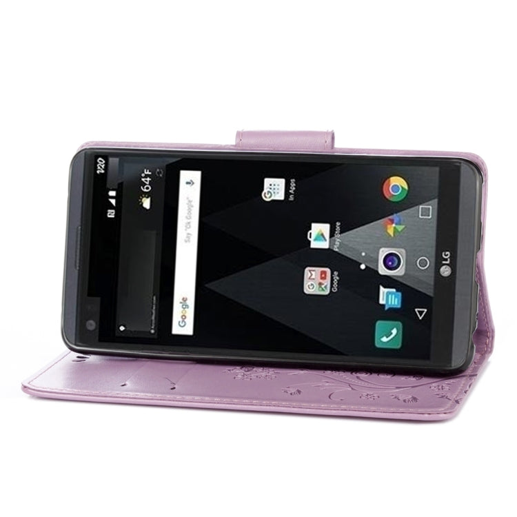 For LG V20 Butterflies Love Flowers Embossing Horizontal Flip Leather Case with Holder & Card Slots & Wallet & Lanyard