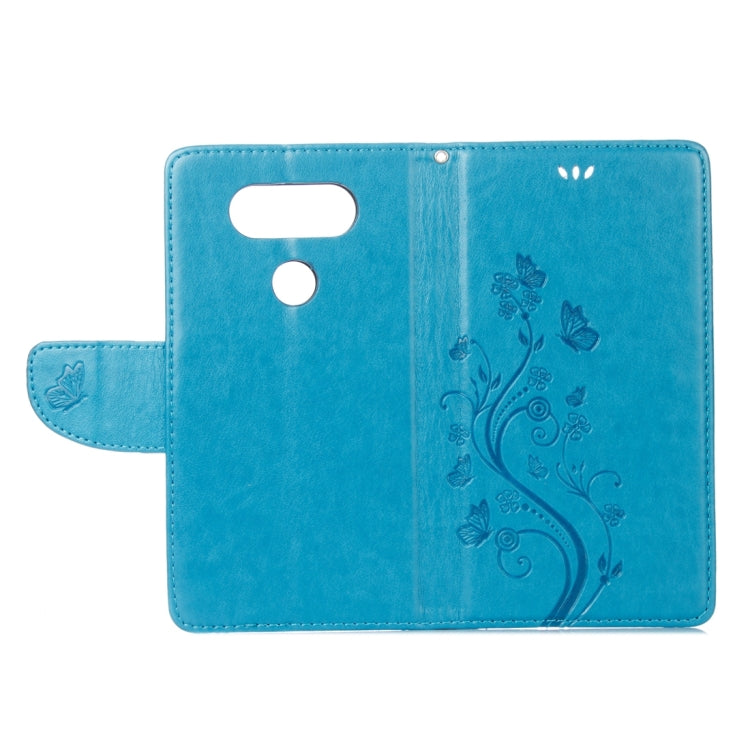 For LG V20 Butterflies Love Flowers Embossing Horizontal Flip Leather Case with Holder & Card Slots & Wallet & Lanyard