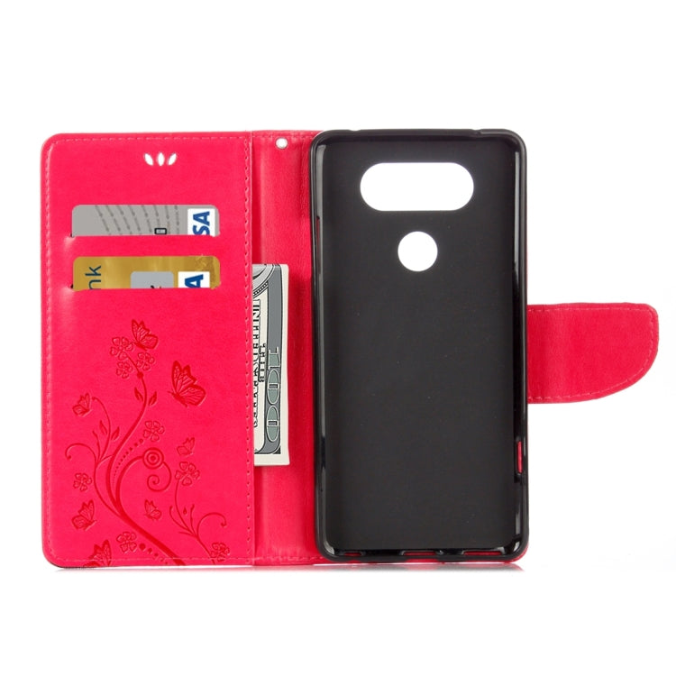 For LG V20 Butterflies Love Flowers Embossing Horizontal Flip Leather Case with Holder & Card Slots & Wallet & Lanyard