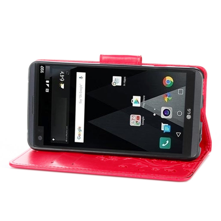 For LG V20 Butterflies Love Flowers Embossing Horizontal Flip Leather Case with Holder & Card Slots & Wallet & Lanyard