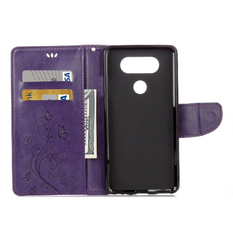 For LG V20 Butterflies Love Flowers Embossing Horizontal Flip Leather Case with Holder & Card Slots & Wallet & Lanyard