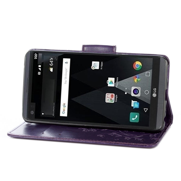 For LG V20 Butterflies Love Flowers Embossing Horizontal Flip Leather Case with Holder & Card Slots & Wallet & Lanyard