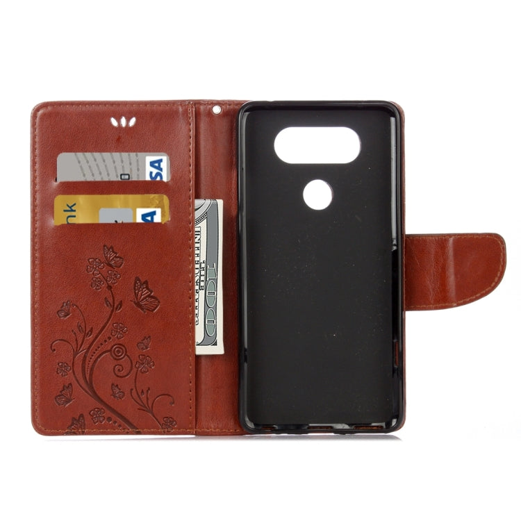 For LG V20 Butterflies Love Flowers Embossing Horizontal Flip Leather Case with Holder & Card Slots & Wallet & Lanyard