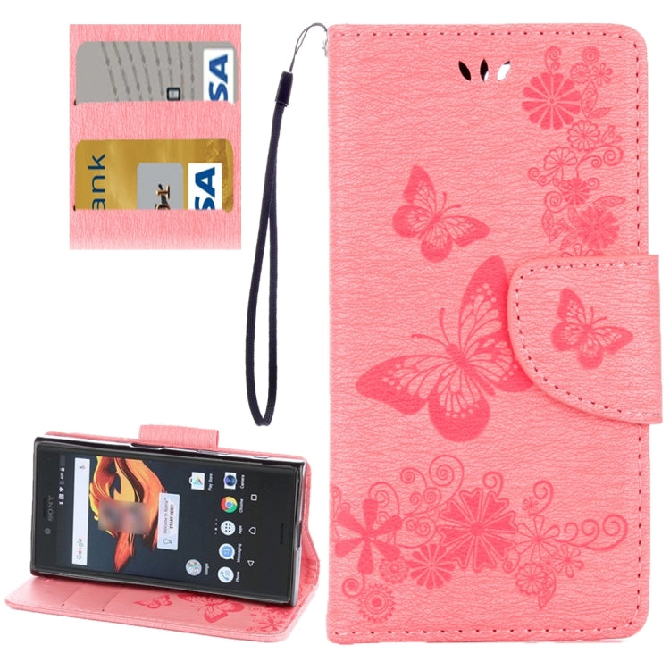 For Sony Xperia X Compact Butterflies Embossing Horizontal Flip Leather Case with Holder & Card Slots & Wallet & Lanyard