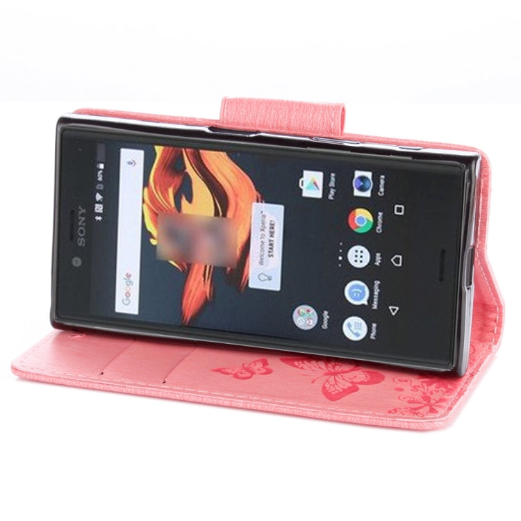 For Sony Xperia X Compact Butterflies Embossing Horizontal Flip Leather Case with Holder & Card Slots & Wallet & Lanyard