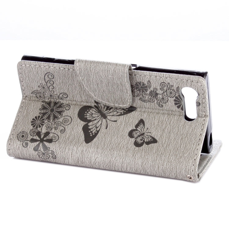 For Sony Xperia X Compact Butterflies Embossing Horizontal Flip Leather Case with Holder & Card Slots & Wallet & Lanyard