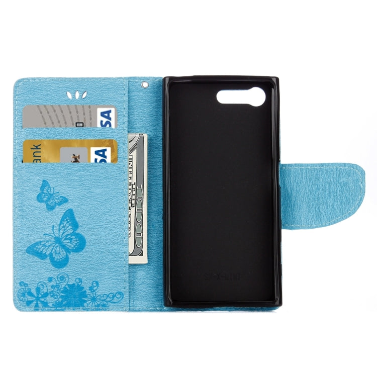 For Sony Xperia X Compact Butterflies Embossing Horizontal Flip Leather Case with Holder & Card Slots & Wallet & Lanyard
