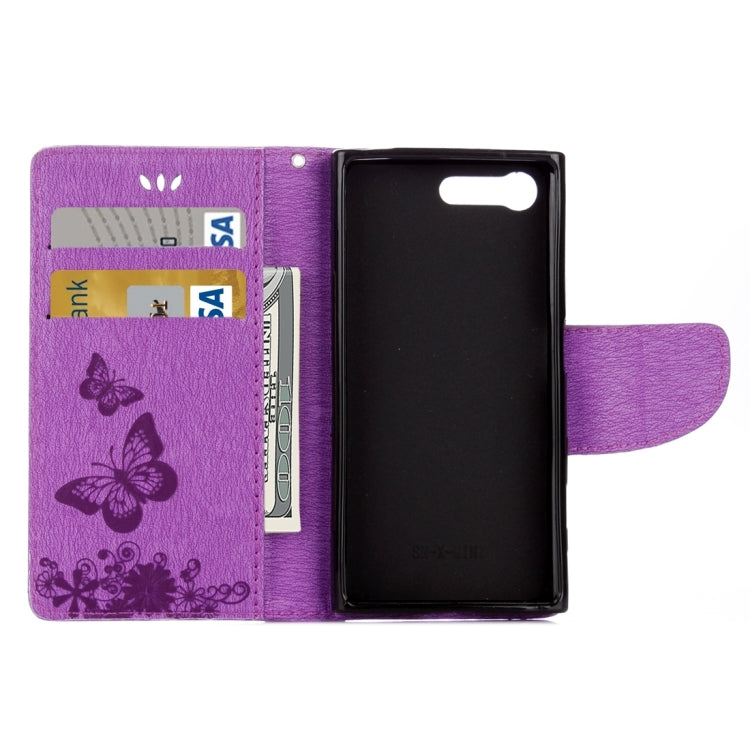 For Sony Xperia X Compact Butterflies Embossing Horizontal Flip Leather Case with Holder & Card Slots & Wallet & Lanyard