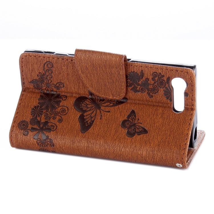 For Sony Xperia X Compact Butterflies Embossing Horizontal Flip Leather Case with Holder & Card Slots & Wallet & Lanyard