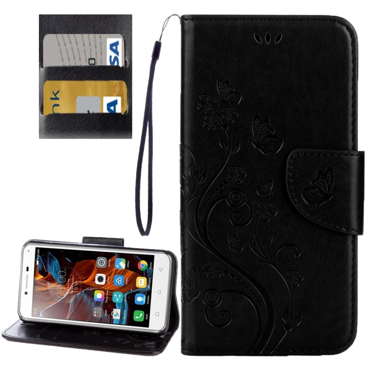 For Lenovo Vibe K5 Butterflies Love Flowers Embossing Horizontal Flip Leather Case with Holder & Card Slots & Wallet & Lanyard