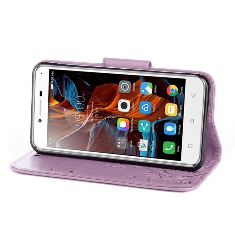 For Lenovo Vibe K5 Butterflies Love Flowers Embossing Horizontal Flip Leather Case with Holder & Card Slots & Wallet & Lanyard