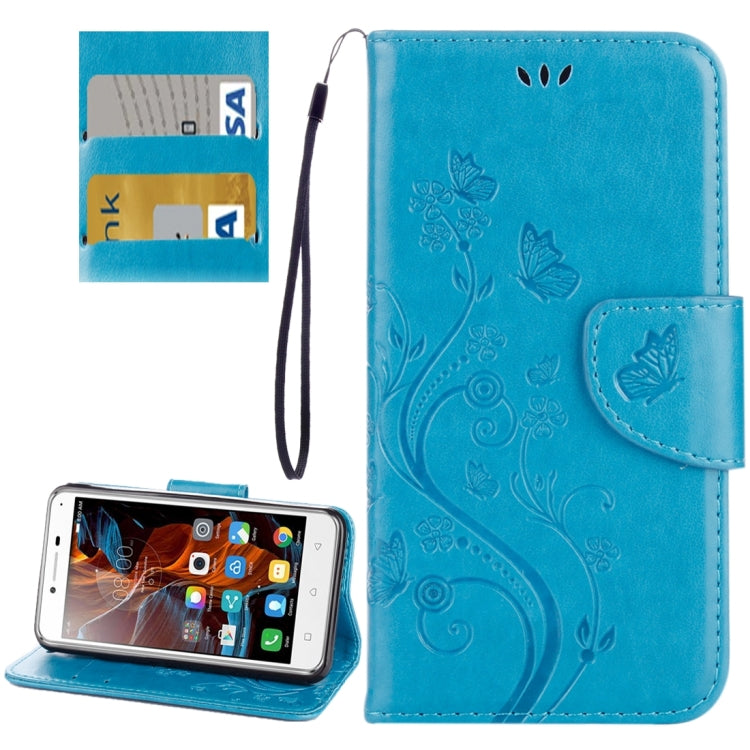 For Lenovo Vibe K5 Butterflies Love Flowers Embossing Horizontal Flip Leather Case with Holder & Card Slots & Wallet & Lanyard