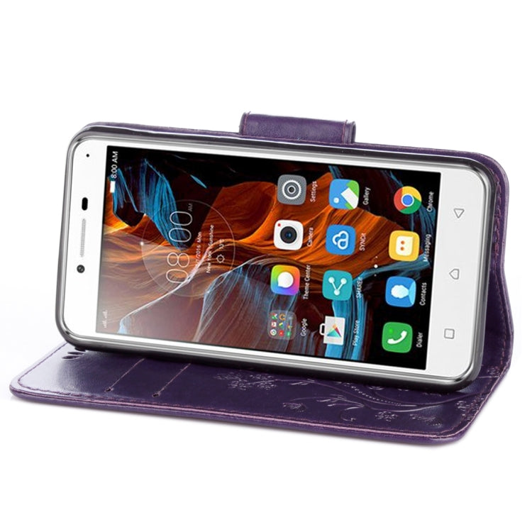 For Lenovo Vibe K5 Butterflies Love Flowers Embossing Horizontal Flip Leather Case with Holder & Card Slots & Wallet & Lanyard