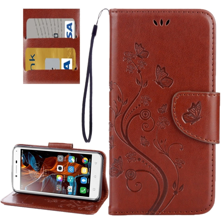 For Lenovo Vibe K5 Butterflies Love Flowers Embossing Horizontal Flip Leather Case with Holder & Card Slots & Wallet & Lanyard
