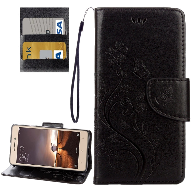 For Xiaomi Redmi 3 Pro / 3s Butterflies Love Flowers Embossing Horizontal Flip Leather Case with Holder & Card Slots & Wallet & Lanyard