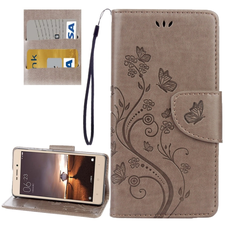 For Xiaomi Redmi 3 Pro / 3s Butterflies Love Flowers Embossing Horizontal Flip Leather Case with Holder & Card Slots & Wallet & Lanyard