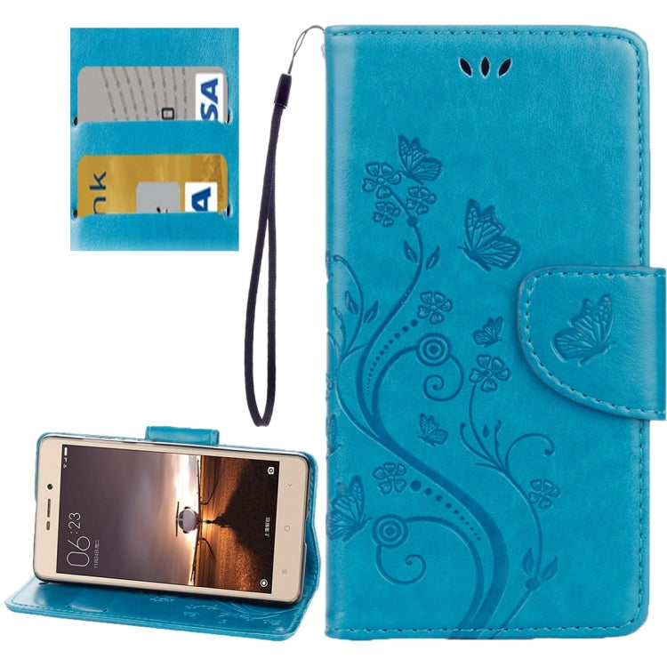 For Xiaomi Redmi 3 Pro / 3s Butterflies Love Flowers Embossing Horizontal Flip Leather Case with Holder & Card Slots & Wallet & Lanyard
