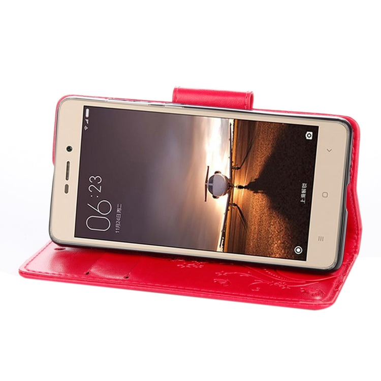 For Xiaomi Redmi 3 Pro / 3s Butterflies Love Flowers Embossing Horizontal Flip Leather Case with Holder & Card Slots & Wallet & Lanyard