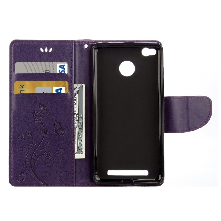 For Xiaomi Redmi 3 Pro / 3s Butterflies Love Flowers Embossing Horizontal Flip Leather Case with Holder & Card Slots & Wallet & Lanyard