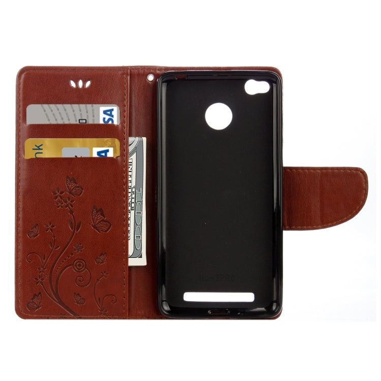 For Xiaomi Redmi 3 Pro / 3s Butterflies Love Flowers Embossing Horizontal Flip Leather Case with Holder & Card Slots & Wallet & Lanyard