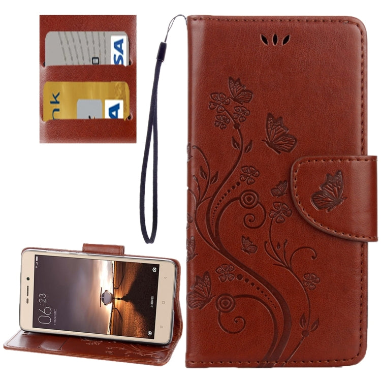 For Xiaomi Redmi 3 Pro / 3s Butterflies Love Flowers Embossing Horizontal Flip Leather Case with Holder & Card Slots & Wallet & Lanyard