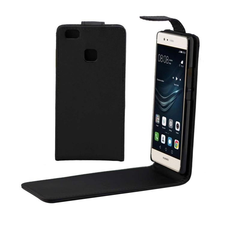 For Huawei P9 Lite Plain Texture Vertical Flip Leather Case with Magnetic Buckle(Black)
