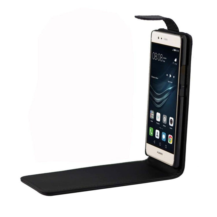 For Huawei P9 Lite Plain Texture Vertical Flip Leather Case with Magnetic Buckle(Black)