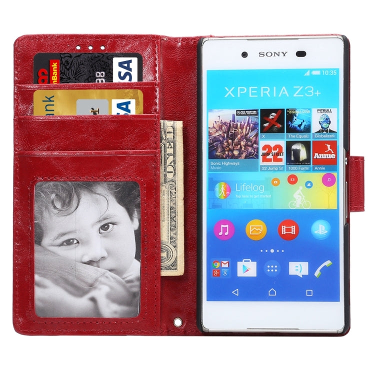 For Sony Xperia Z4 / Z3+ Oil Wax and Crazy Horse Texture Horizontal Flip Leather Case with Photo Frame & Holder & Card Slots & Wallet & Lanyard